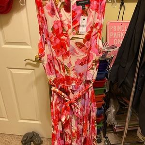 Size 16 Lane Bryant reds and pinks floral dress
